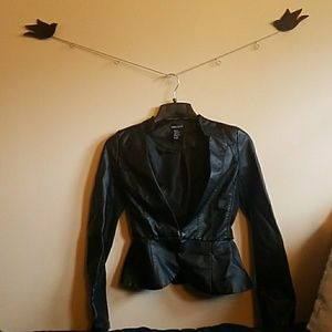 Faux Leather Peplum Blazer